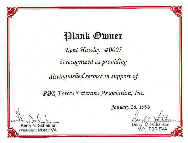 Certificate from PRB Forces Veterans Association